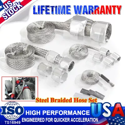 $29.69 • Buy Braided Stainless Steel Vacuum/fuel/radiator/oil Line Dress-up Hose Cover Silver