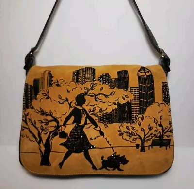 Isabella Fiore Central Park Felicia Front Saddel Flap New York Handbag Rare $365 • $249