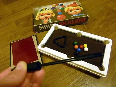 1988 Russian Toy Set Mini Billiard Snooker Pool Table Balls Cue Game Child Sport • $29