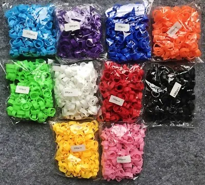 100 X COLOURED 8MM PLASTIC PIGEON LEG CLIP CLICK RINGS BANDS BREEDER STOCK LOFT • £4.99