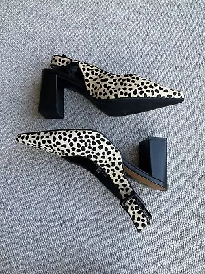 M&S Insolia - Womens Shoes - Size 5.5 - Leather Upper Animal Print + Heel - NEW • £12.99