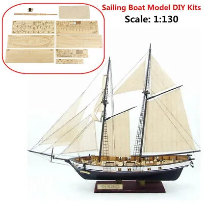 1:130 Scale DIY Ship Assembly Model Classical Wooden Sailing Boat Wood Kits • $16.82