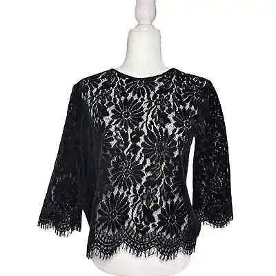 Zara Velvet Cut Lace Top • $17