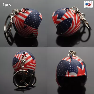 USA Flag Stripes Star Design Helmet Motorcycle Bike Racing Keychain Keyring Clip • $6.89