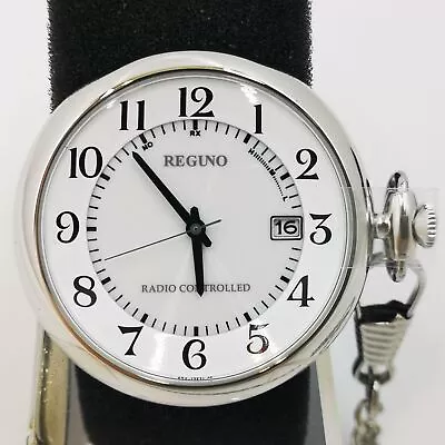 CITIZEN Reguno KL7-914-11 White Silver Solar Tech Radio Clock Pocket Watch New • $239.24