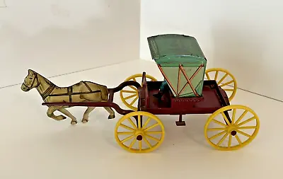 Vintage Northwestern Products Horse Drawn Plastic & Tin Carriage Toy St. Louis • $44.95