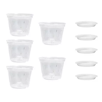 5pcs Clear Orchid Pots With Holes And Saucers Orchid Planter For Home Decorati • $26.50