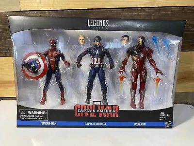 Marvel Legends Civil War 3 Pack Captain America Iron Man Spider-Man NEW Sealed • $59.99