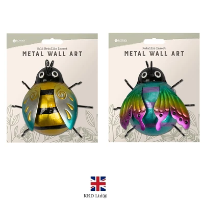 £7.08 • Buy Metallic Insect Metal Wall Art Ornaments Ladybird Bee Garden Fence Decor Gift UK