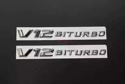 2x Chrome V12 BITURBO Number Letters Side Emblem Badge Sticker For Mercedes Benz • $15.72