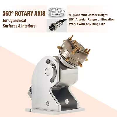 80mm Rotary Axis Attachment For Laser Engraving Machines 80deg Rise 360 Rotation • $269.99