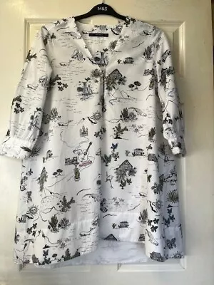 ZARA Unique Summer Holiday Cadillac London Print Tunic Dress Size L 14-16 • £20