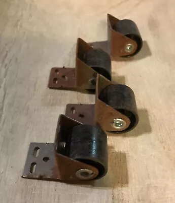 Set 4 Tiny Vintage Casters 3/4 Inch Rusty Hardware Wheels For Miniature Projects • $10