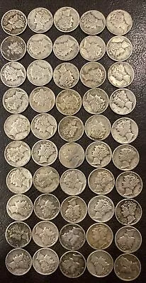 Roll Of 50 Mercury Dimes $5 Face Value 90% Silver. Random Dates. Nice Lot • $102.50