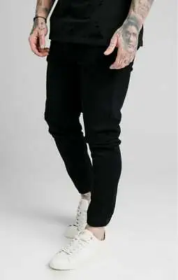 £16.99 • Buy SikSilk Mens Elasticated Cuff Pleated Denim Pants –Washed Black Medium 32  Waist