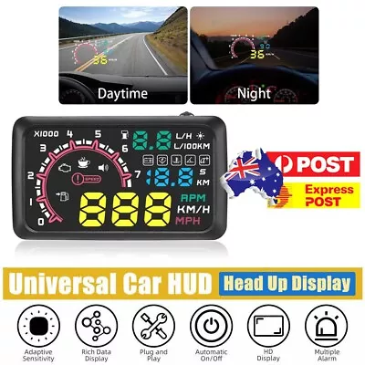 Car HUD Head Up HD Digital Display Over Speed Warning OBD2 Speedometer Projector • $40.99