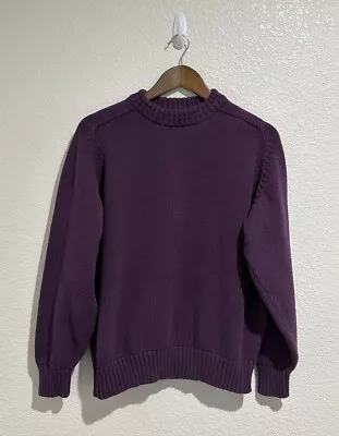 VINTAGE Eddie Bauer Chunky Knit Sweater Adult Size Medium Purple Pullover Mens • $39.99