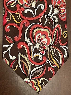 Vera Bradley For Baekgaard Brown Red 100% Silk Men’s Neck Tie Made In China • $15.99