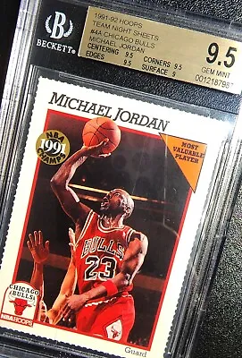 Michael Jordan 1991 Hoops Team Night Sheets Bgs 9.5 Gem *pristine New Rare* • $1.25