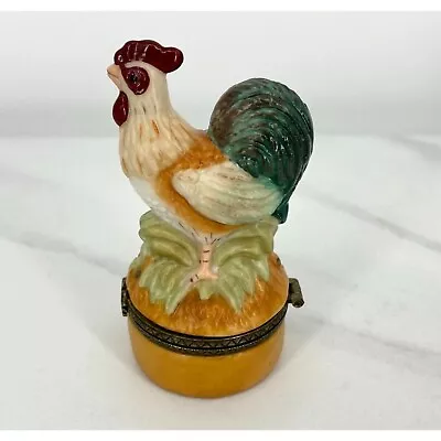 Vintage BRN Ceramic Hinged Decorative Trinket Box Rooster 1998 • $15.88