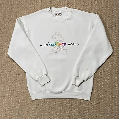 £17.99 • Buy VINTAGE Mickey Mouse Sweatshirt Womens Small 10 White Walt Disney World 90s