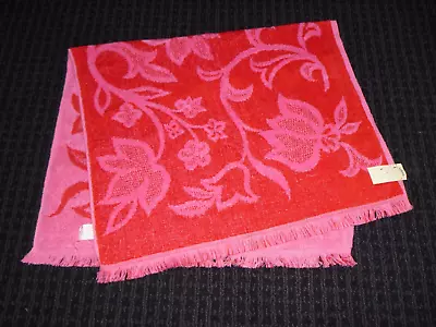 NOS Vtg Lady Pepperell Plush Red Pink Floral Hand Towel  16x28 • $24