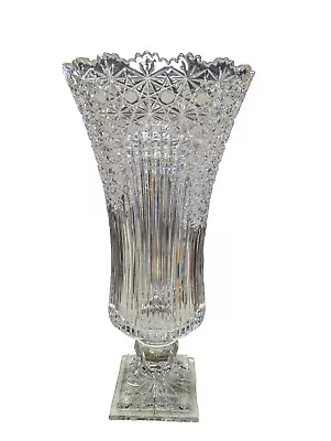 17  Signed Igor Muller Czech Cut Glass Flower Vase • $275