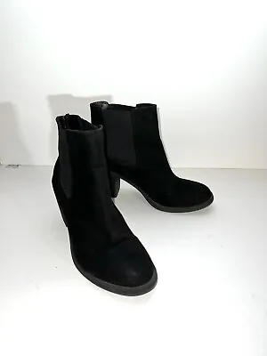 H&M Black Suede Ankle Boots Bootie Women Size EU 40 Or US 8.5 • $14