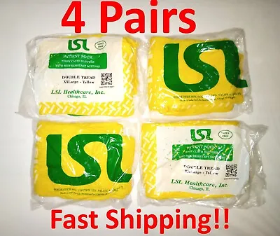 4 Pair Double Sided 2XL Non Skid Hospital Travel Slipper Socks LSL XXL • $14.99