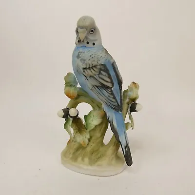 Blue Parakeet Lefton Vintage Bird Hand Painted Porcelain Figurine KW464  WWKD2 • $9