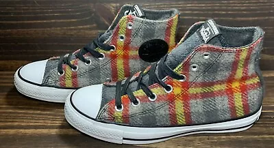 Converse Woolrich Plaid Women’s Size 8 Mens Size 6 Shoes Grey Yellow Red • £38.54