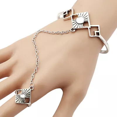 Women Bracelet Bangle Ring Crystal Harness Hand Ring Chain • £3.99