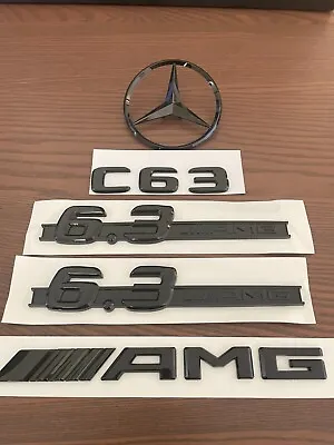 Gloss Black Mercedes C63 6.3 AMG Star Emblem PACKAGE Badge Logo Sticker W204 • $39.99