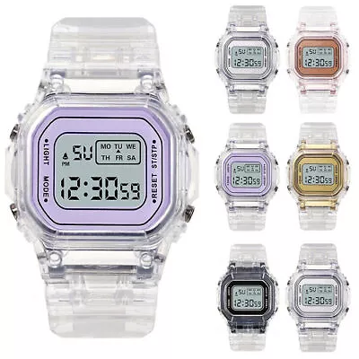 Men Women Unisex Waterproof Digital Watch Outdoor  Sports Transparent Watches • $9.86