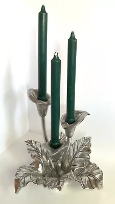 Vintage 1991 Arthur Court Cast Aluminum Calla Lilly 3 Candle Holder Centerpiece • $49.95