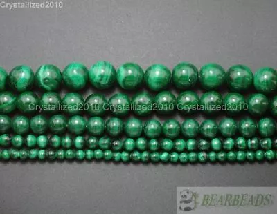 Grade AAA Natural Malachite Gemstone Round Beads 4mm 6mm 8mm 10mm 12mm 15.5  • $14.47