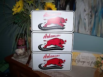 3 Vintage Arkansas Razorbacks Car Plate Made Of Durable Plastic NOS • $20