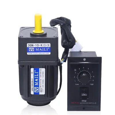 220V AC Gear Motor Electric Motor Variable Speed Controller Reduction Ratio 1:10 • £79.19