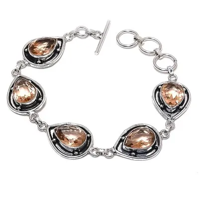 Morganite Gemstone 925 Sterling Silver Handmade Jewelry Bracelet Sz 7-8  • $10.99