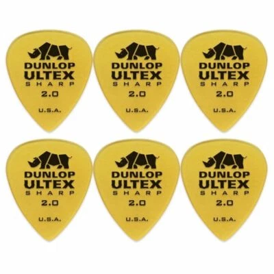 $6.44 • Buy 6 X Jim Dunlop Ultex Sharp 2.00MM Gauge Guitar Picks 433R Plectrums, Pack