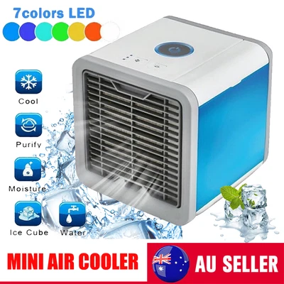 $20.09 • Buy Mini Conditioner Portable Air Cooler LED USB Fan Cooling Rechargeable Fan Desk