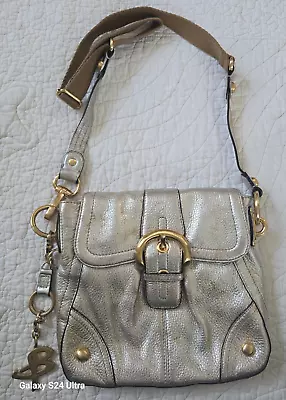 B MAKOWSKY PURSE Crossbody Bag LEATHER Metallic Gold Beige • $15.95