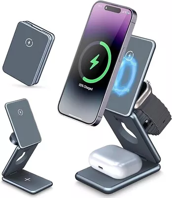 3 In 1 Foldable Wireless Charger Stand For IPhone / Apple Watch / Samsung Series • £18.99