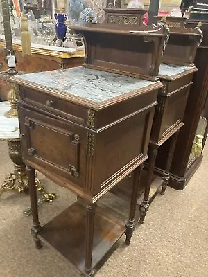 Antique French Victorian Marble Top Nightstands Bedside Chests Pair 1840 • $795