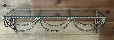 HOME INTERIORS~HOMCO VTG Gold Tone Twisted Metal Rope Swag Glass Shelf Wall Mt • $26.81