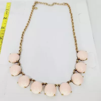 Vtg J Crew Bubble Bib Necklace Gold Tone Mauve Pink Chunky Bold Statement 90s  • $13.45