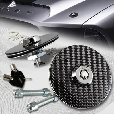 $18.99 • Buy JDM Carbon Fiber Mount Bonnet Racing Security Hood Pins Latch Kit Lock W/Keys