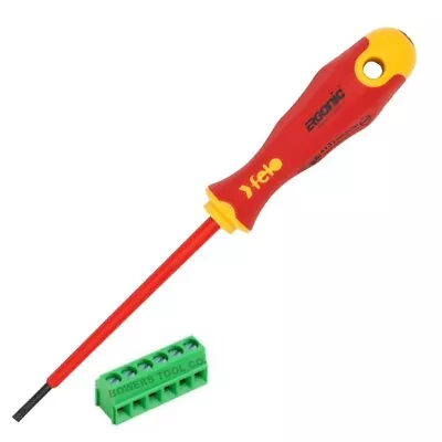 Felo Terminal Block Screwdriver 1/8in. Flat Insulated VDE 1000v Germany 53135 • $11.97