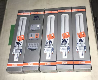 Lot Of 5 OSRAM DULUX S 9W Compact Fluorescent Light Bulb Lamp F9TT/27K New Box • $24.79