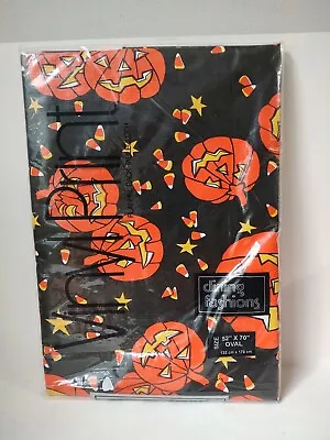 Vintage Vinyl Halloween Table Cloth New 52x70 Oval • $19.95